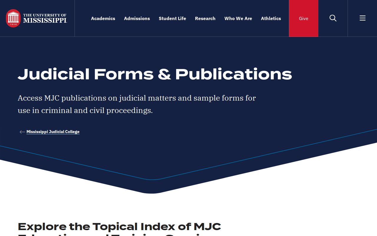 Chickasaw County court case records reference to Mississippi Judicial College forms library
