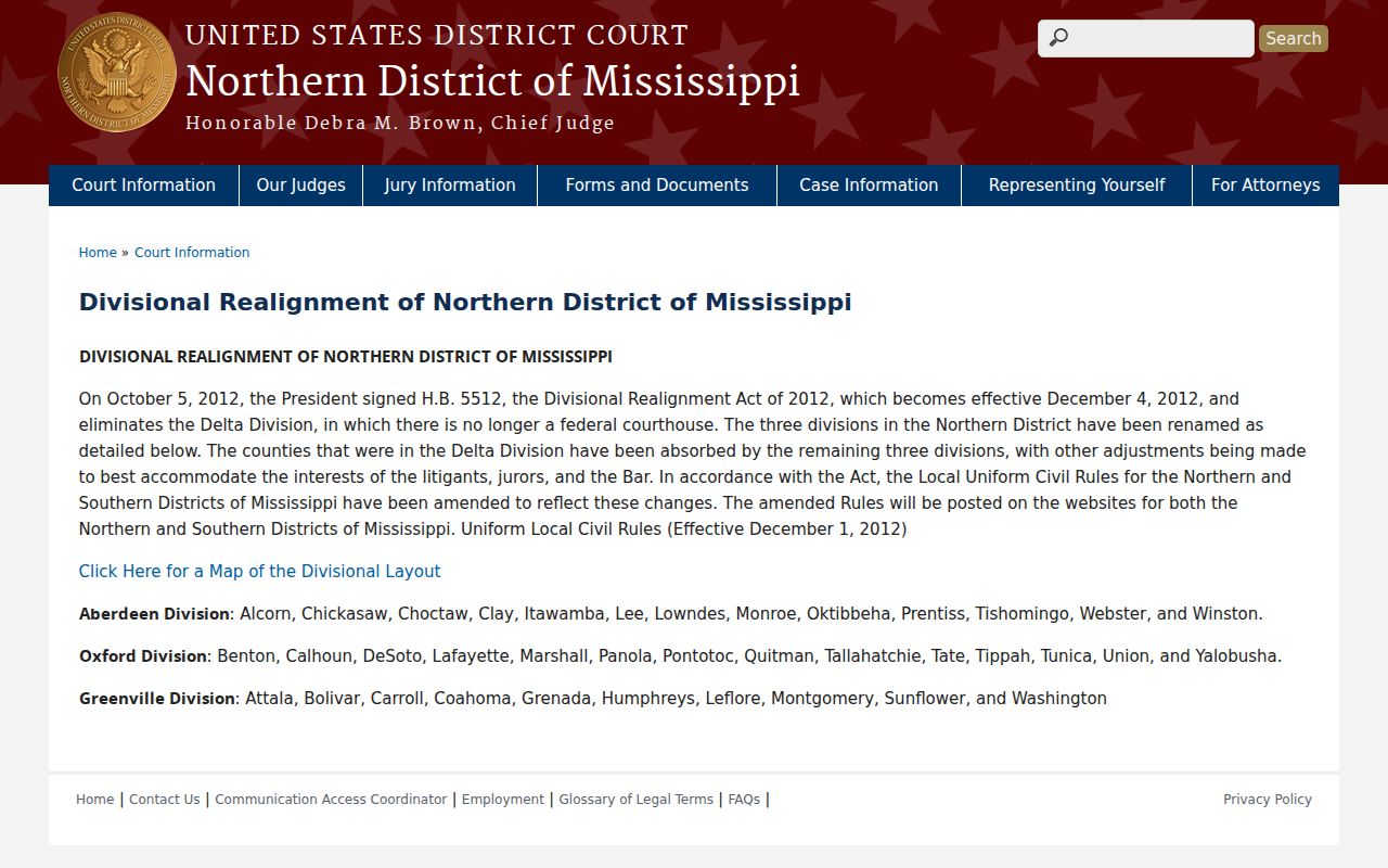 Chickasaw County court docket federal Aberdeen Division source