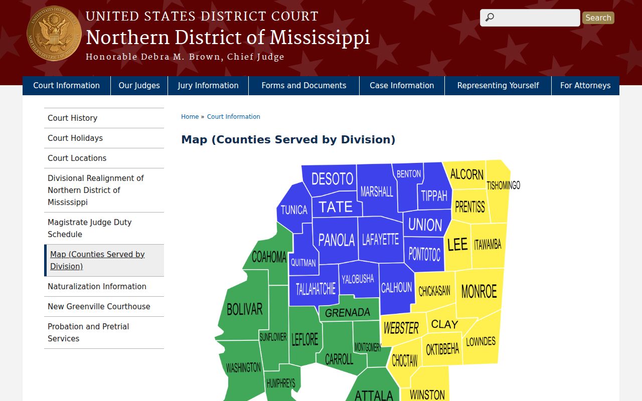 Chickasaw County court docket federal division map