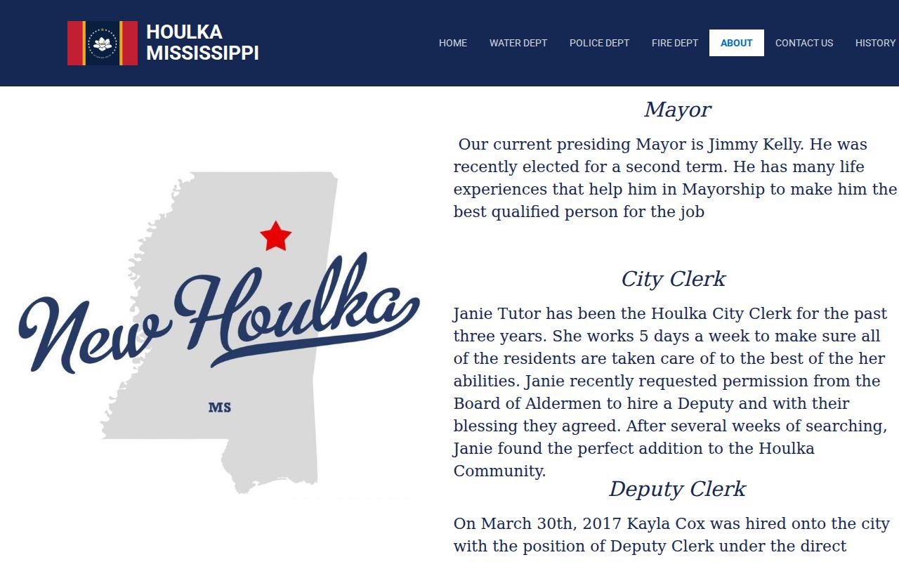 New Houlka court records context from the official town About page