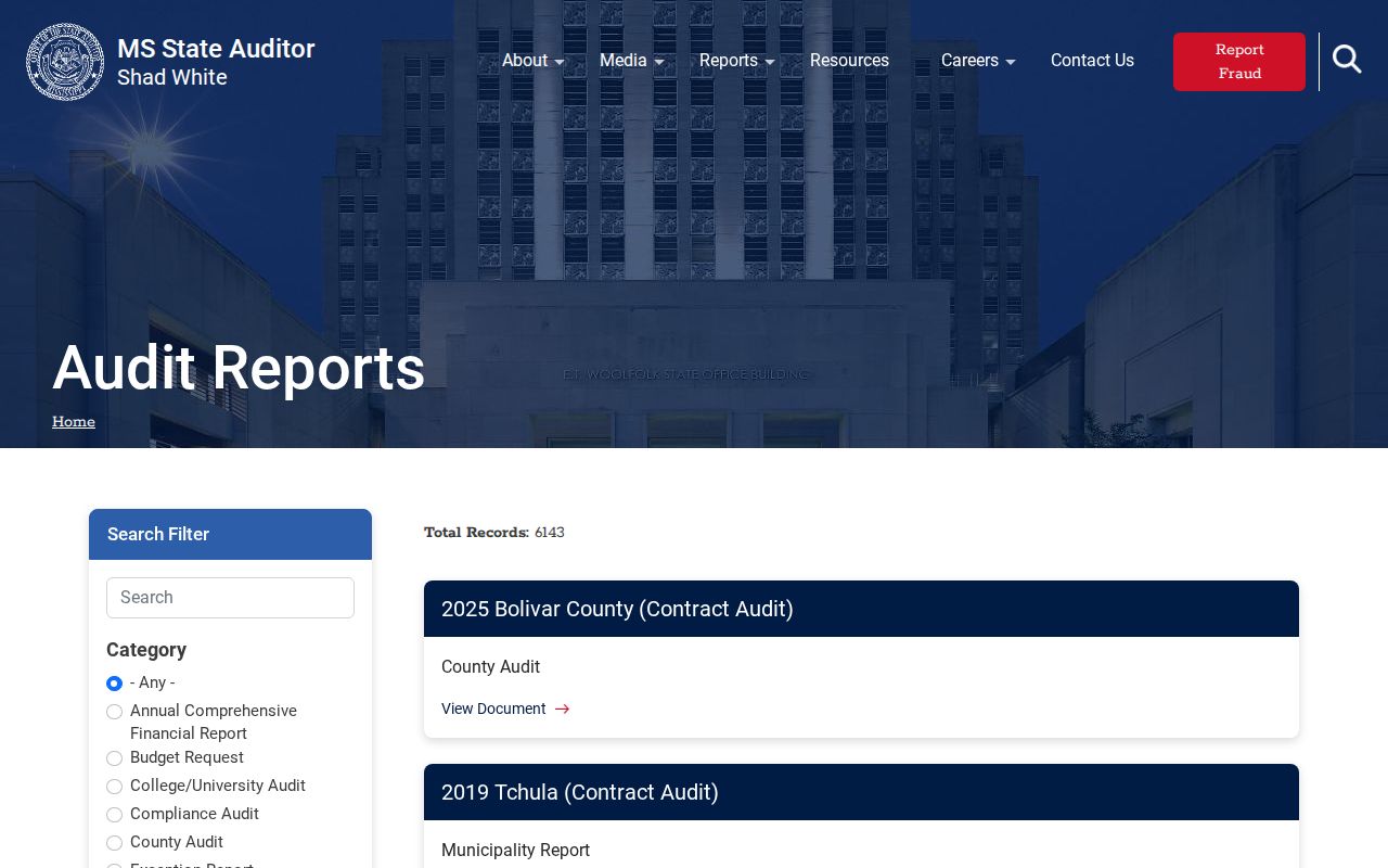 Chickasaw County traffic court official State Auditor audit reports index
